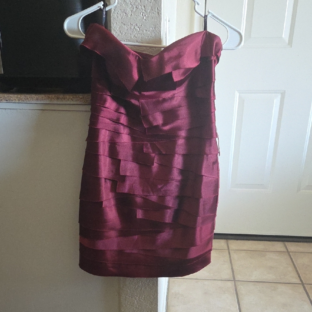 Bebe Red Strapless Bodycon Cocktail Dress